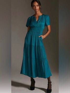 NWOT Turquoise Anthropologie maxi dress, women’s size xxs